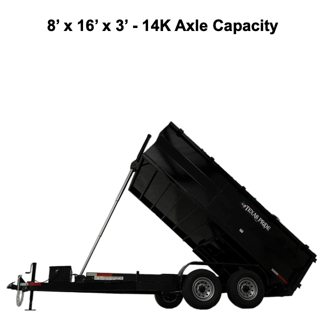 Dump Trailer: 8' x 16' x 3'